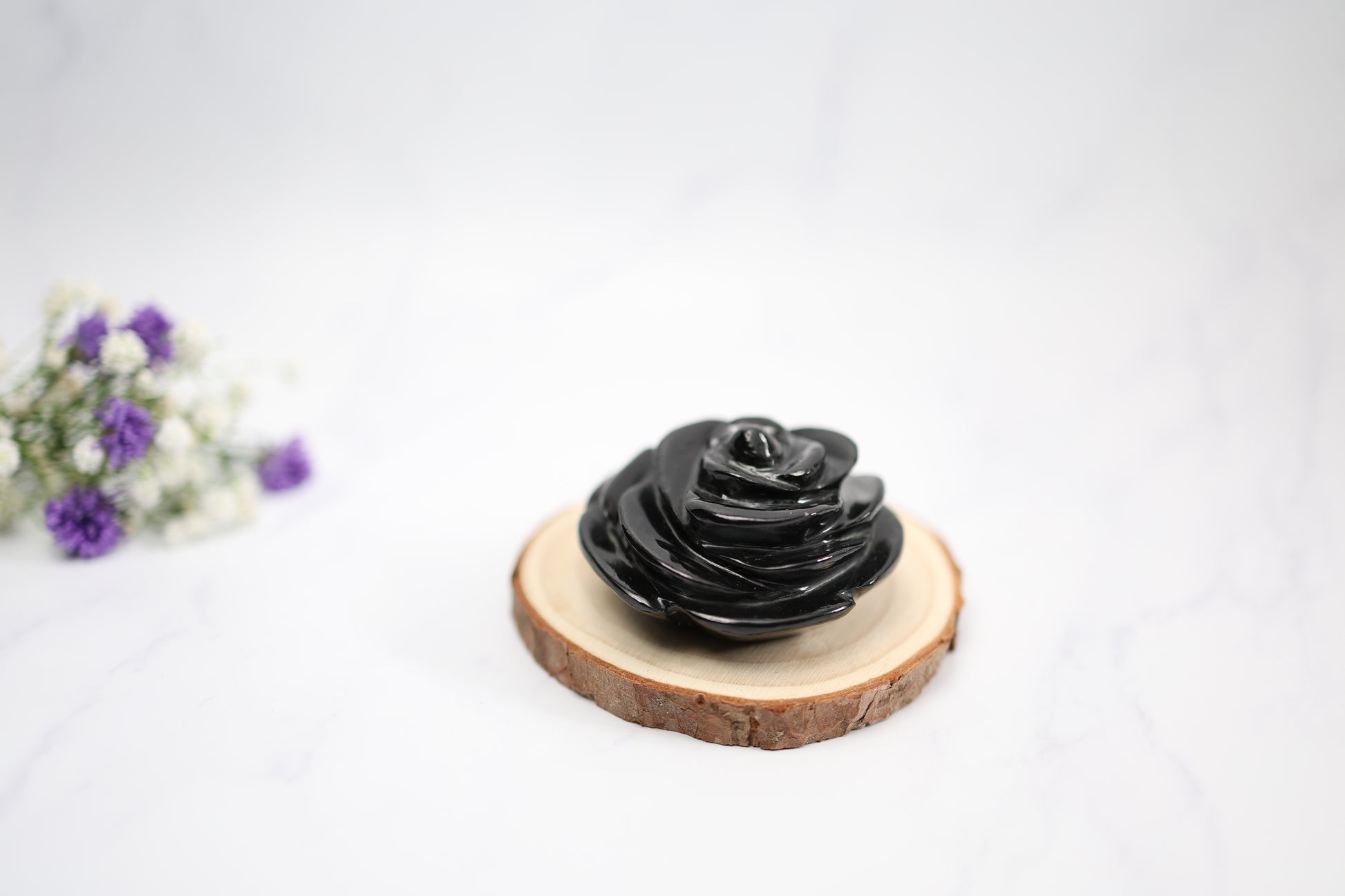 Black Tourmaline Stone Flower