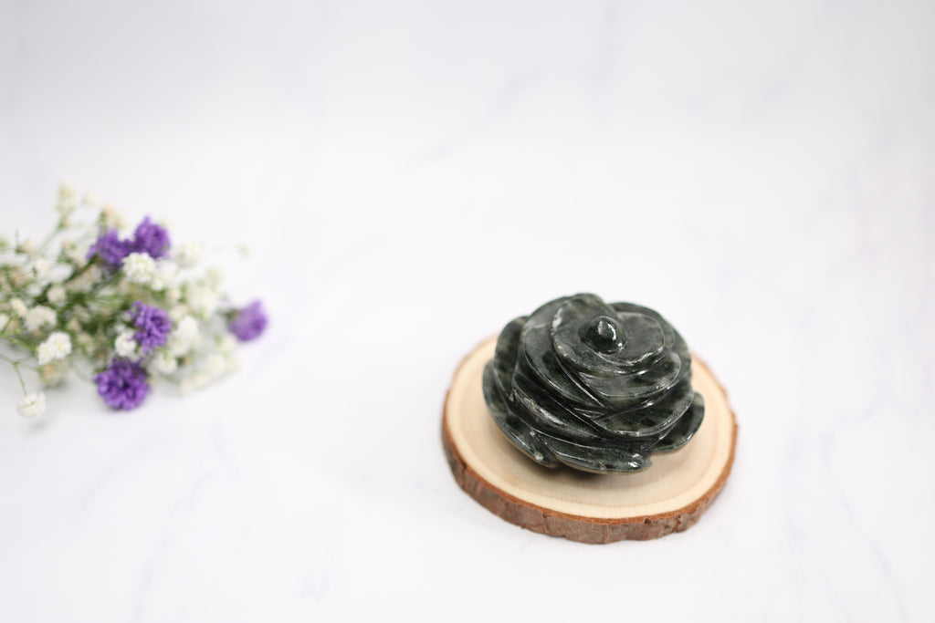Moss Agate Stone Flower