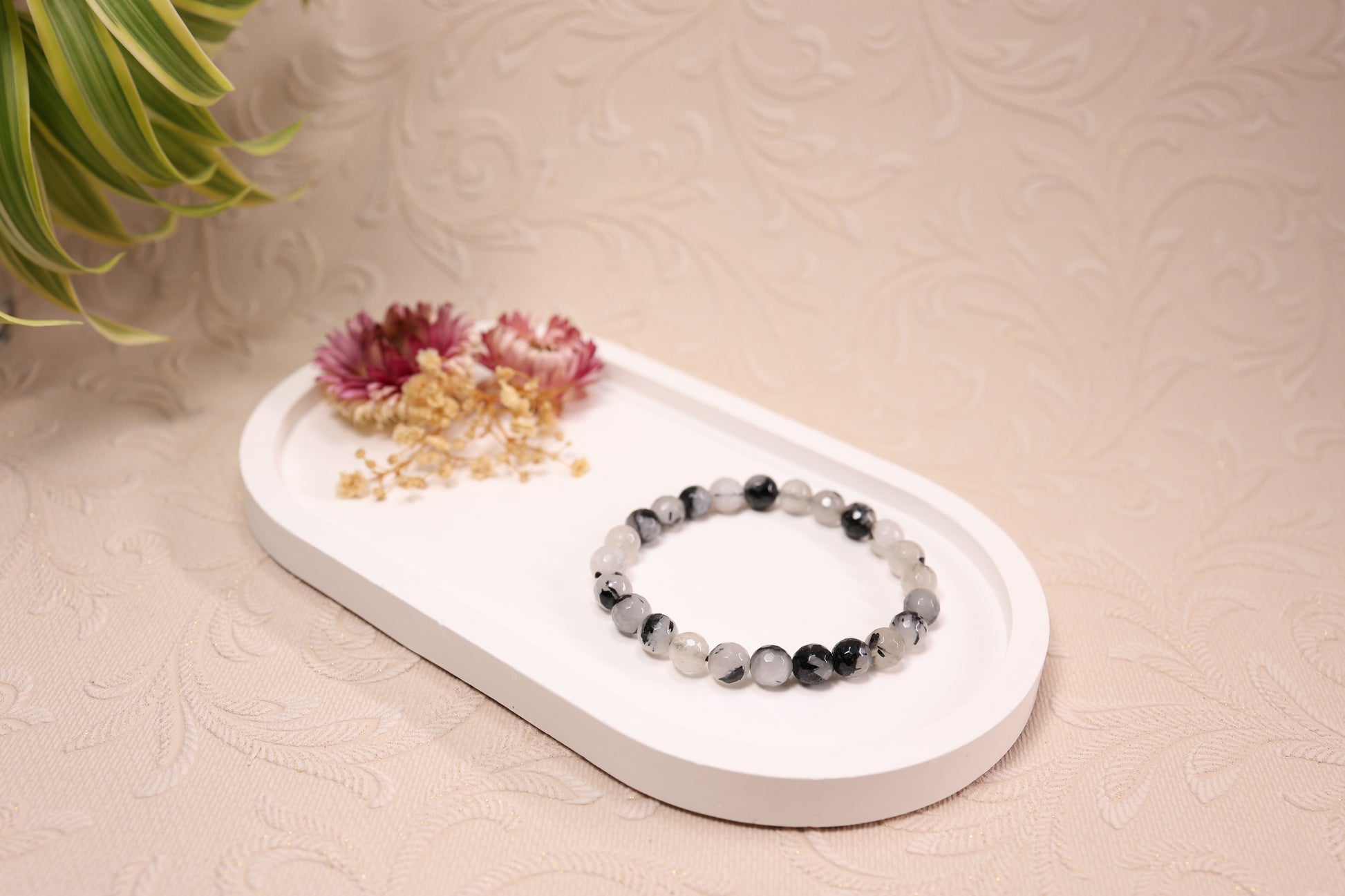 Black Rutile Diamond Cut Bracelets