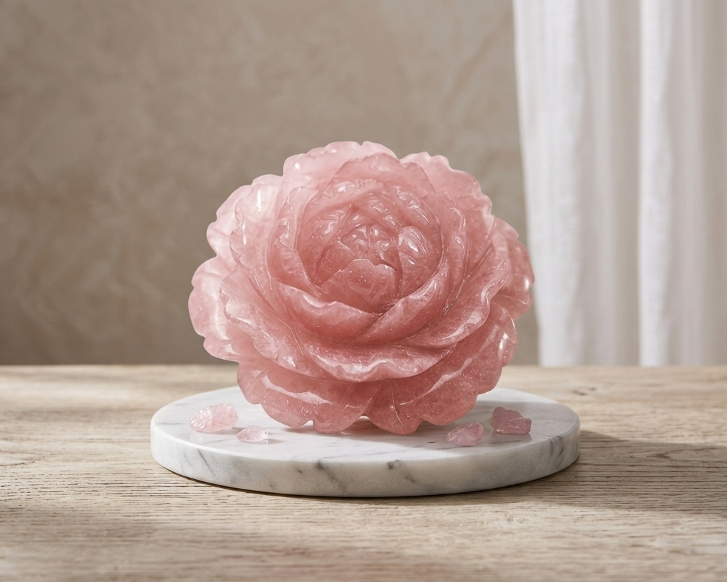 Rose Quartz Stone Flower