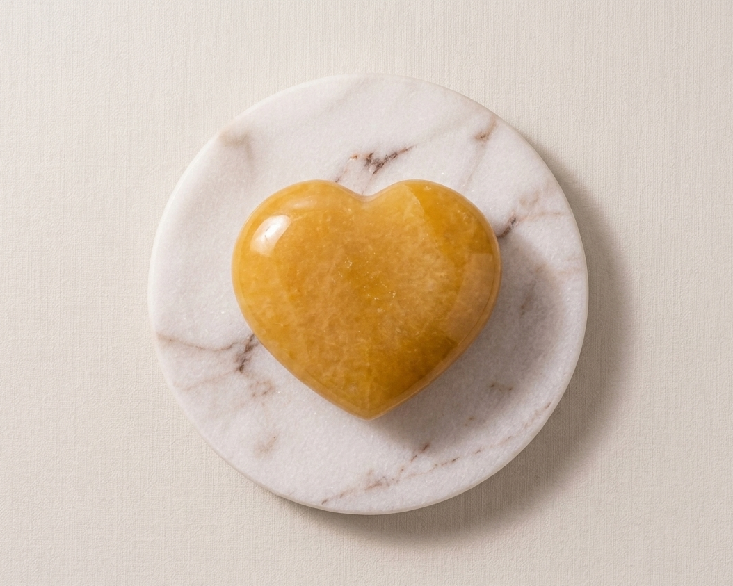 Yellow Jade Heart Stone