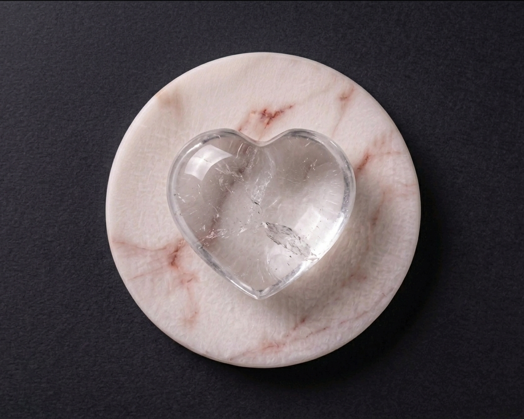 Clear Quartz Heart Stone